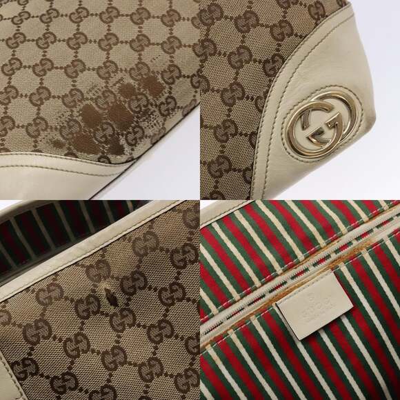 GUCCI GG Canvas Tote Bag Beige Gold - Picture 11 of 13